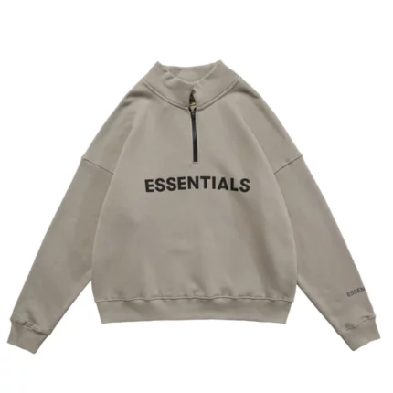 Essentials Half Zip High Collar Loose Hoodie