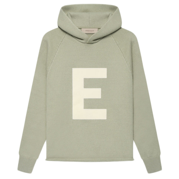 Fear Of God Essentials Kids Big E Knit Hoodie Seafoam