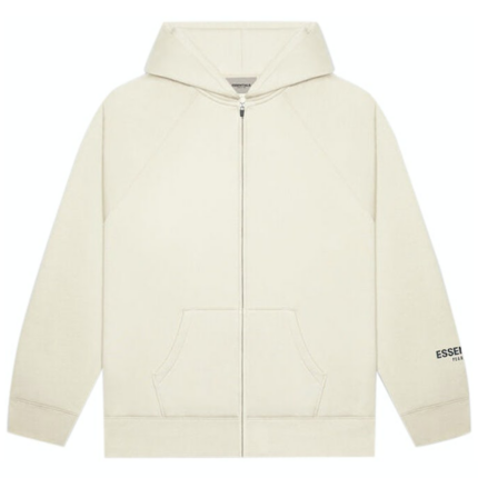 Fear of God Essentials Full Zip Up Hoodie Applique Logo Buttercream