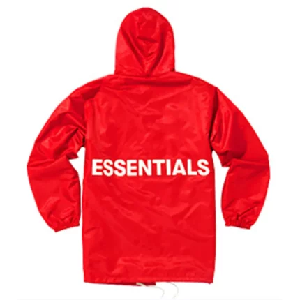 Fear of God Essentials Graphic Hooded Coach Jacket Red